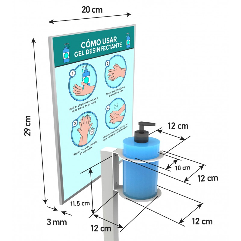 Soporte con Cartel para Dispensador Gel - Aro y