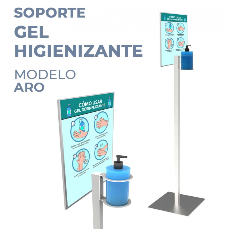 Soporte con Cartel para Dispensador Gel - Aro